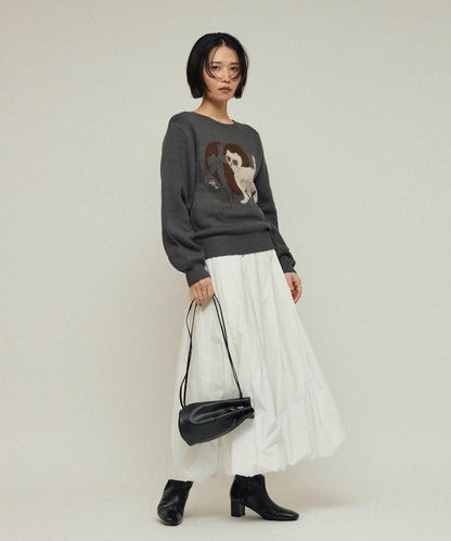 仿衛衣風動物提花針織衫