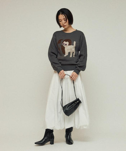 仿衛衣風動物提花針織衫