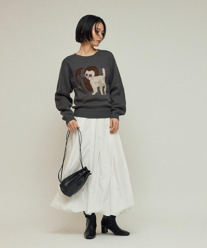 仿衛衣風動物提花針織衫