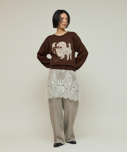 仿衛衣風動物提花針織衫