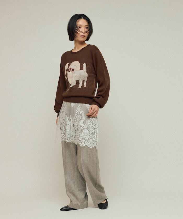 仿衛衣風動物提花針織衫