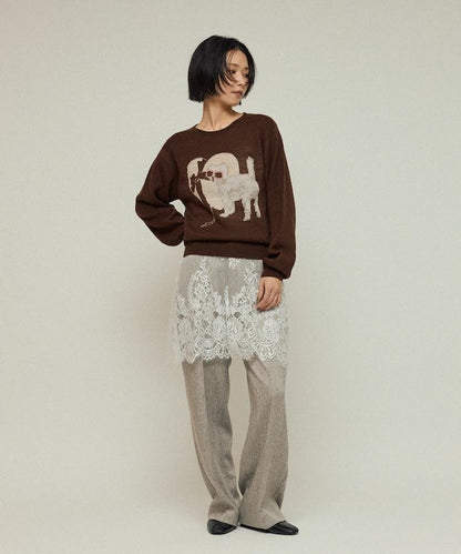 仿衛衣風動物提花針織衫