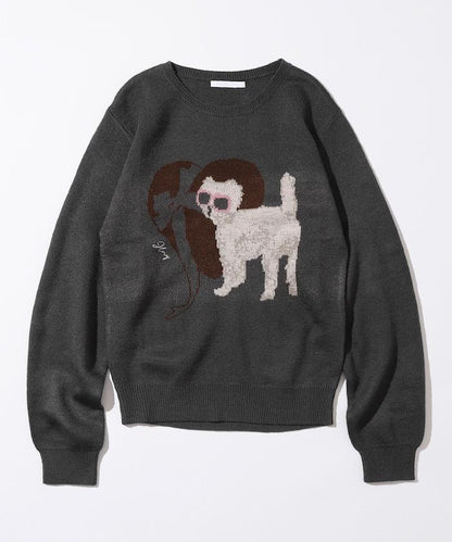 仿衛衣風動物提花針織衫