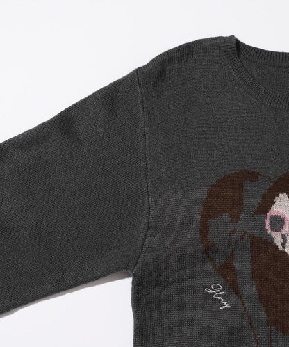 仿衛衣風動物提花針織衫