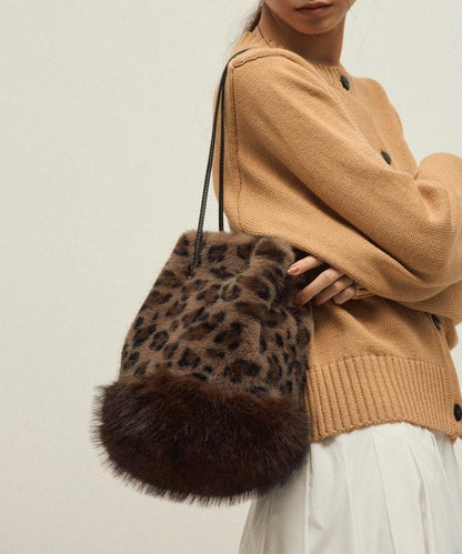 仿皮草動物束口包