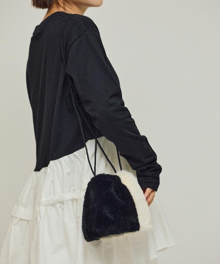 仿皮草迷你束口包