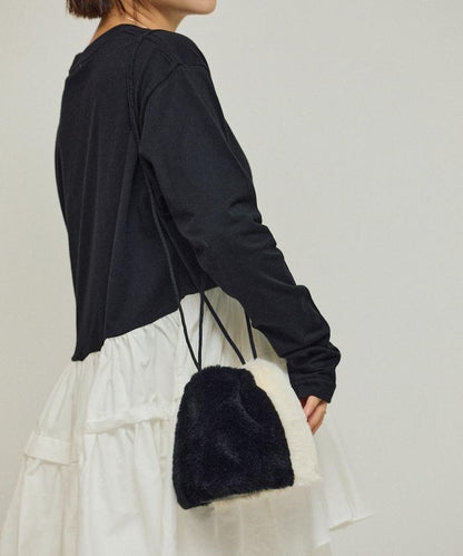 仿皮草迷你束口包