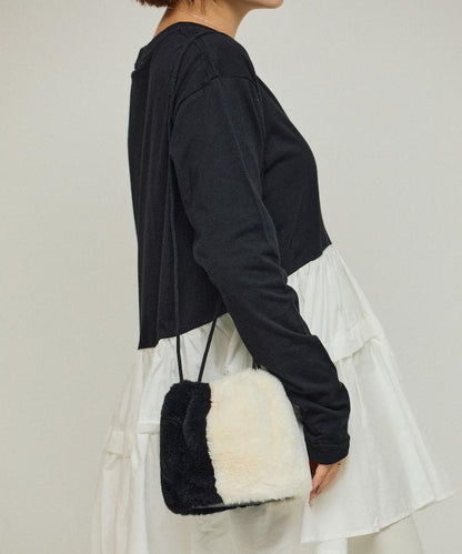 仿皮草迷你束口包