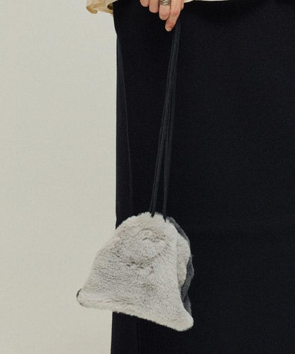 仿皮草迷你束口包