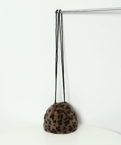 仿皮草迷你束口包