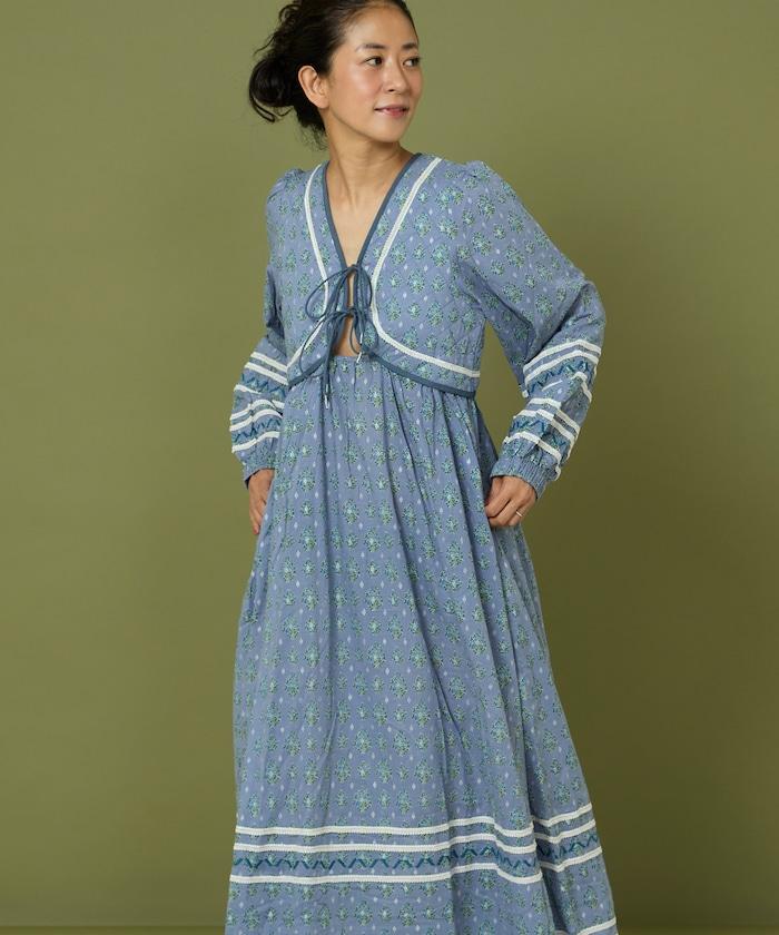 胸部絎縫 蝴蝶結 胸部鏤空 連衣裙