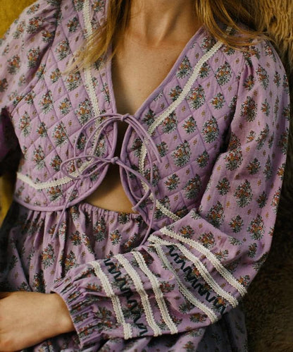 胸部絎縫 蝴蝶結 胸部鏤空 連衣裙