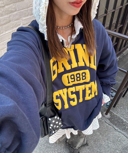 寬鬆學院風開衫衛衣