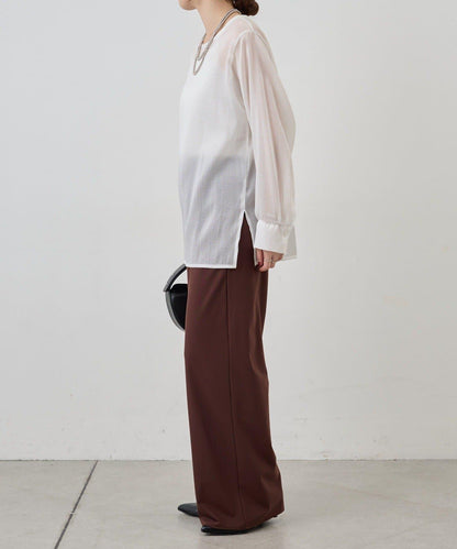 側開衩透視長款上衣