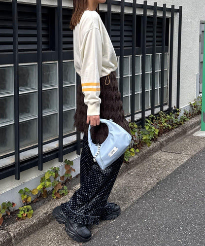 抽繩下襬數字印花短款衛衣