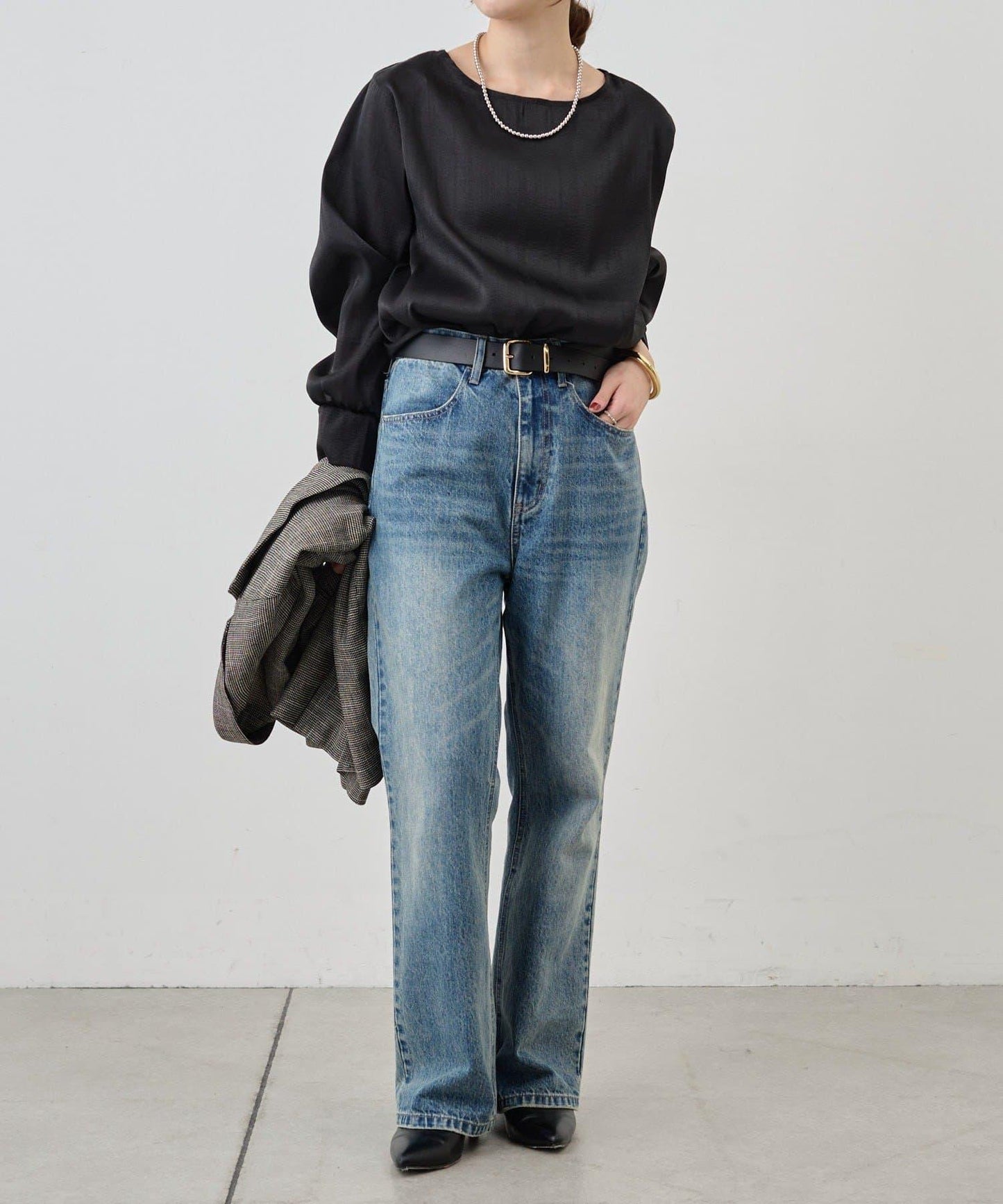 側開衩透視長款上衣