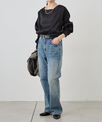 側開衩透視長款上衣