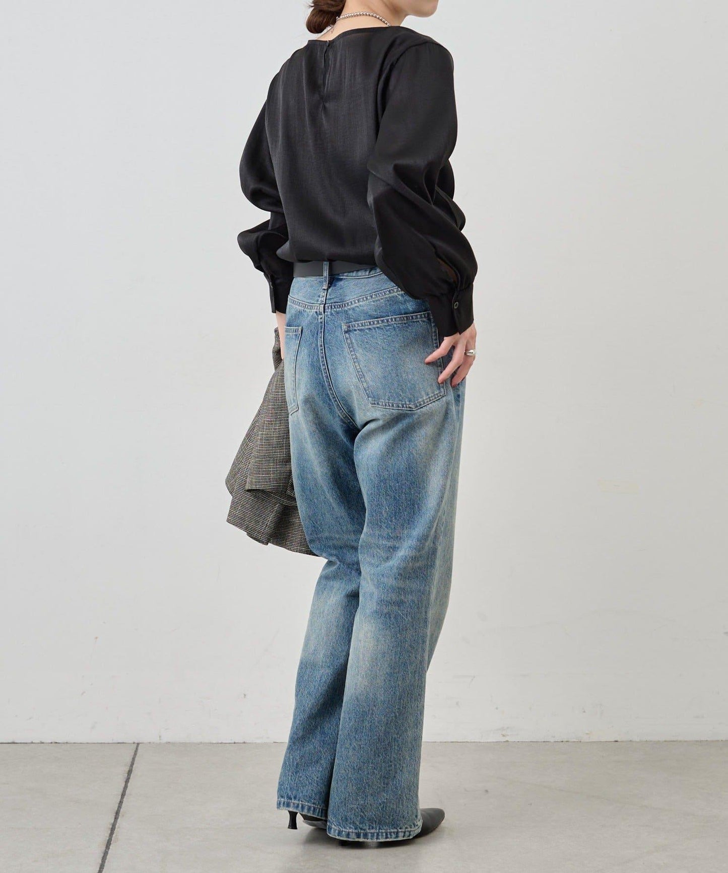 側開衩透視長款上衣