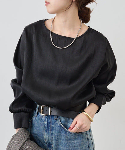 側開衩透視長款上衣