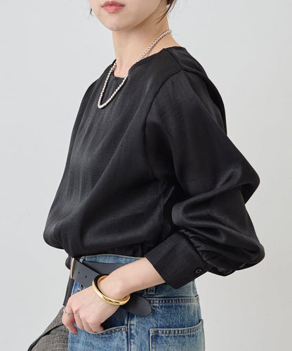 側開衩透視長款上衣