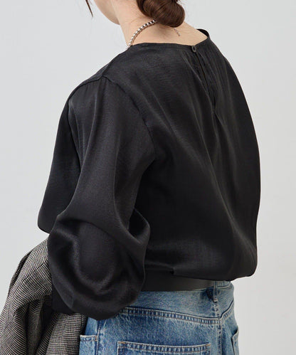 側開衩透視長款上衣