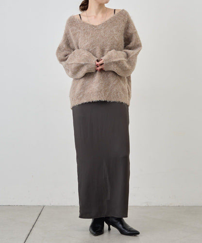 毛絨V領套頭衫