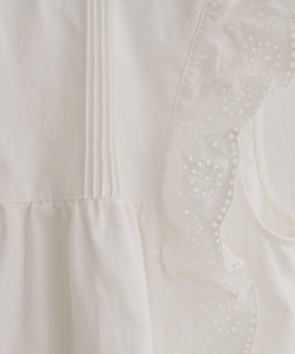 【natural couture】牛仔刺繡荷葉邊襯衫