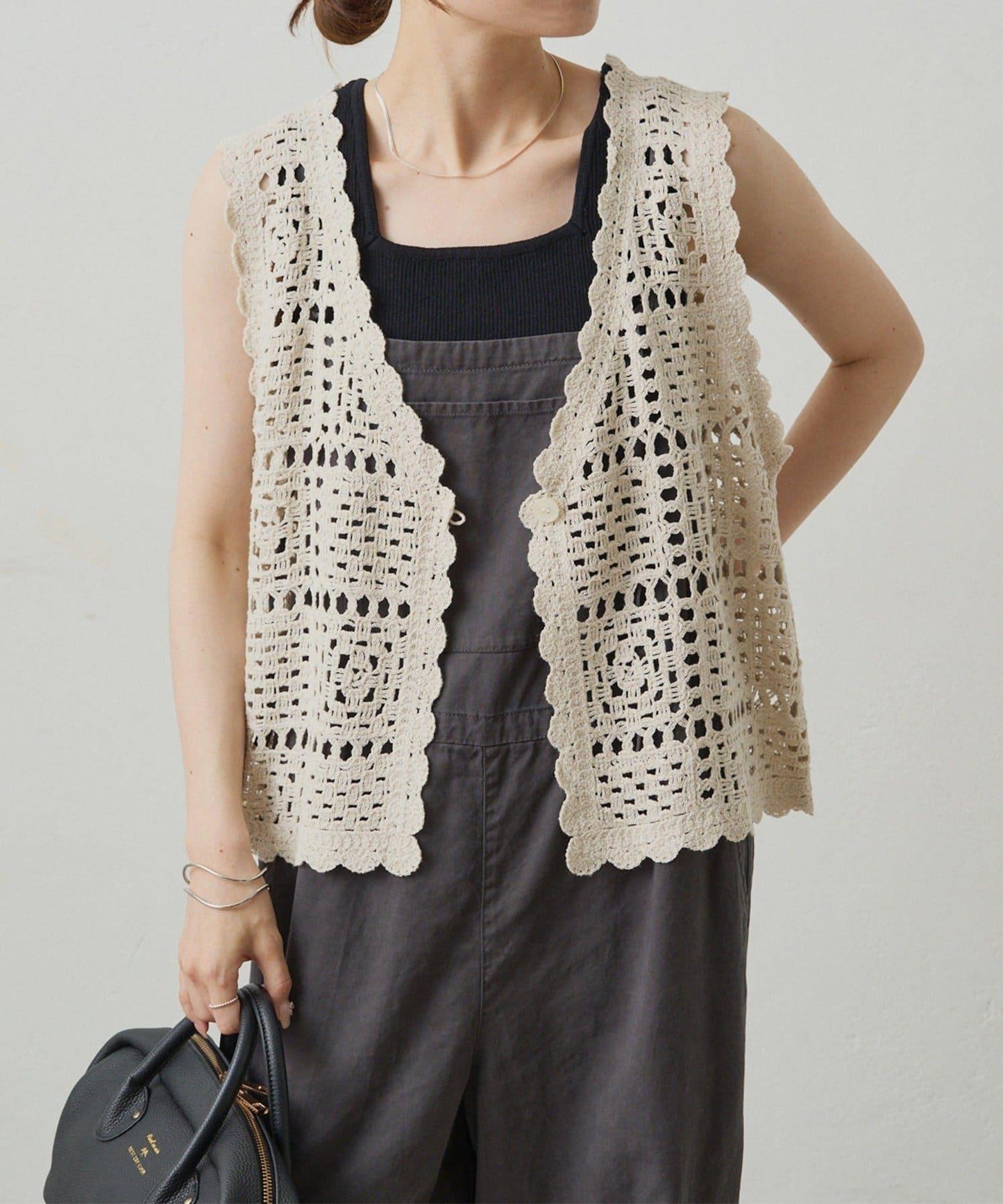 【PUAL CE CIN】鉤針編織針織背心