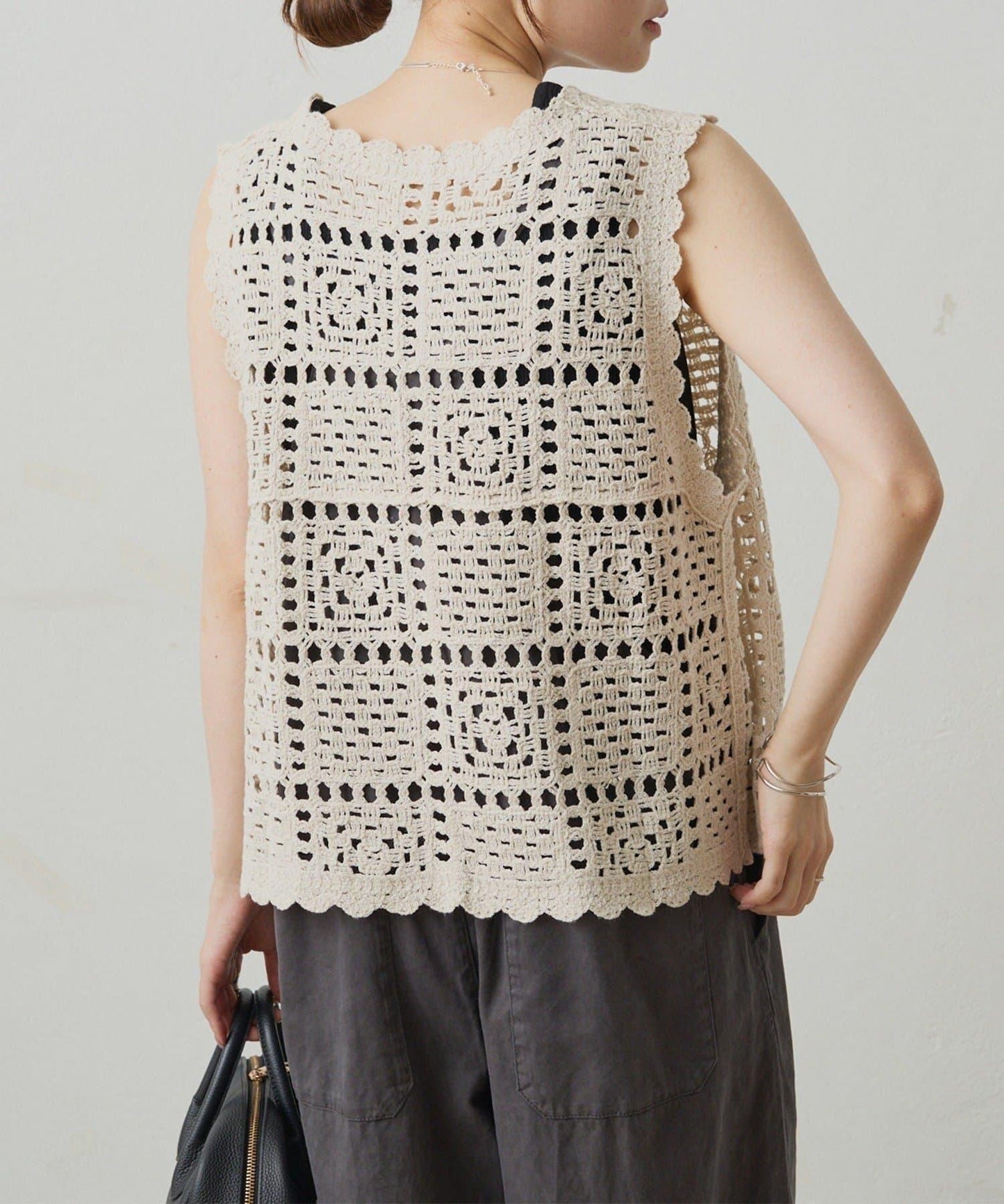 【PUAL CE CIN】鉤針編織針織背心