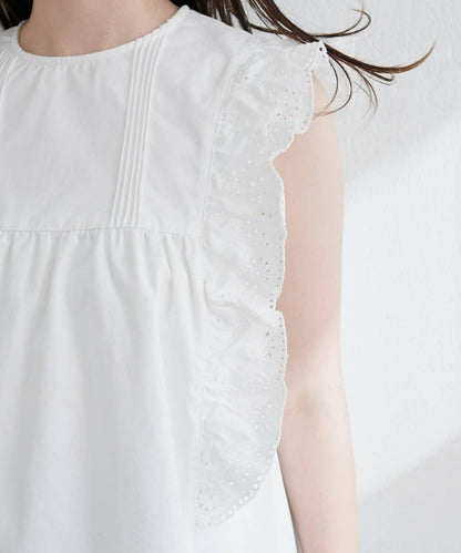 【natural couture】牛仔刺繡荷葉邊襯衫