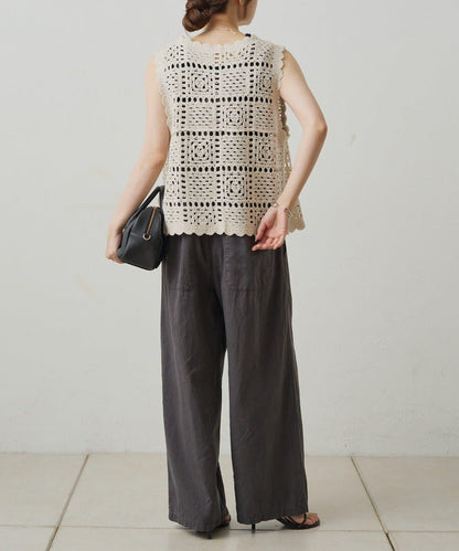 【PUAL CE CIN】鉤針編織針織背心