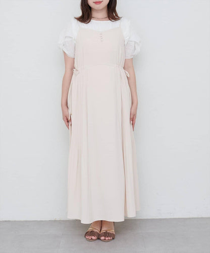 【 natural couture】兩側百褶吊帶連衣裙