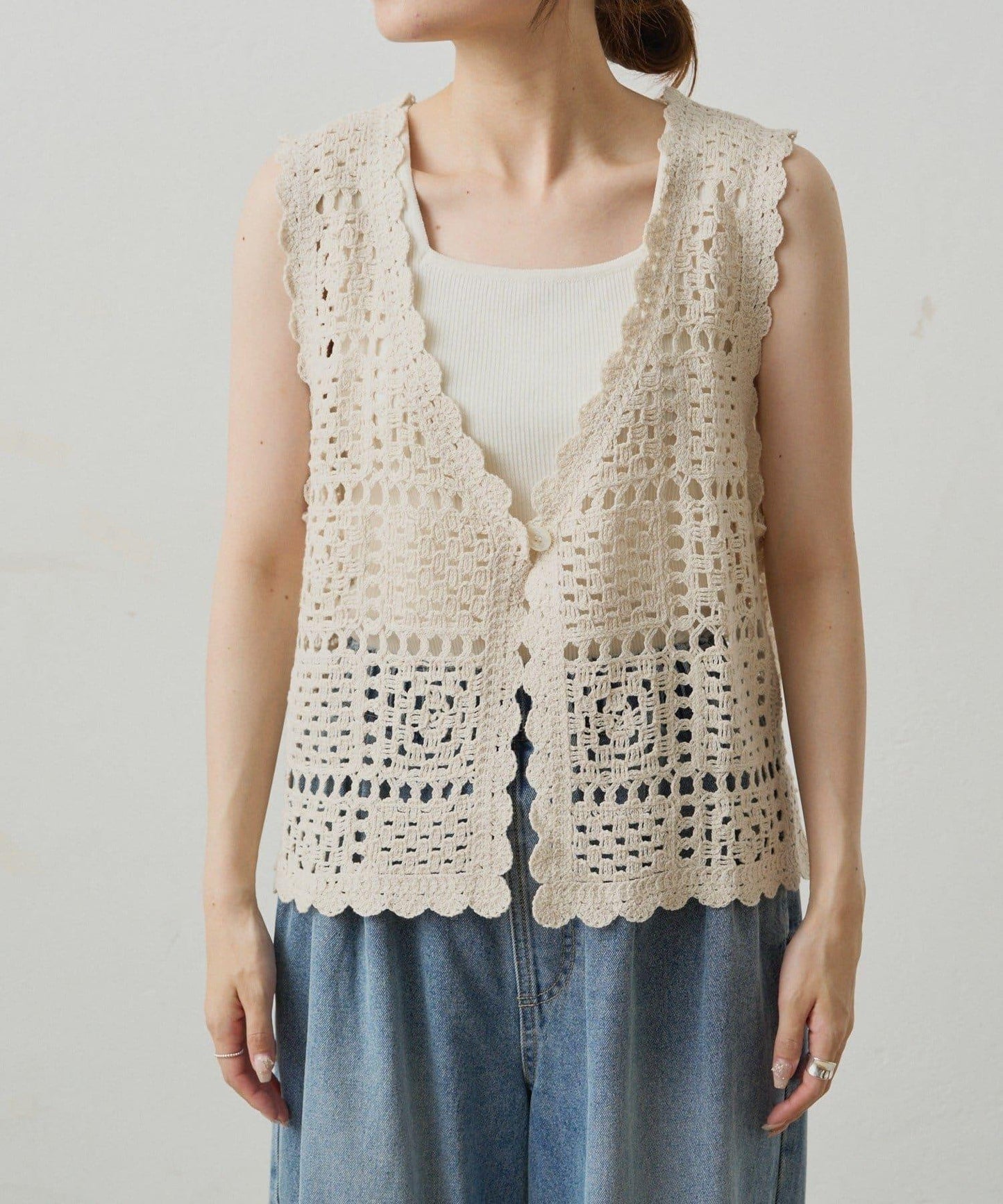 【PUAL CE CIN】鉤針編織針織背心