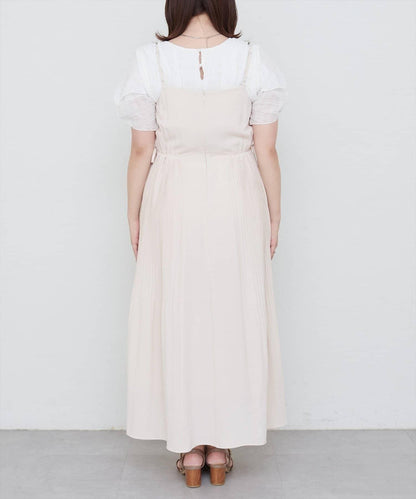 【 natural couture】兩側百褶吊帶連衣裙