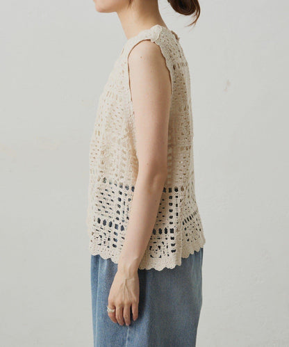 【PUAL CE CIN】鉤針編織針織背心