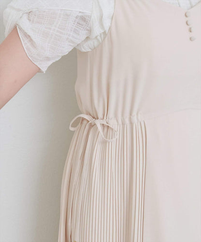 【 natural couture】兩側百褶吊帶連衣裙