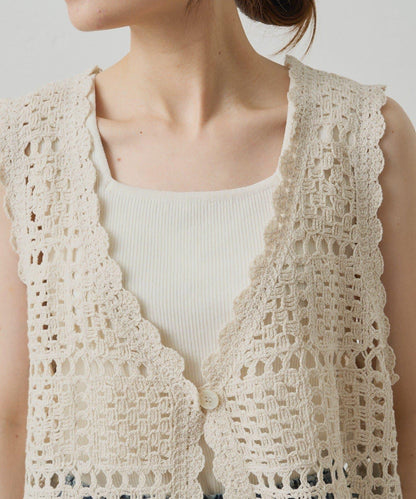 【PUAL CE CIN】鉤針編織針織背心