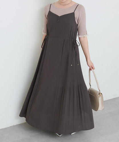 【 natural couture】兩側百褶吊帶連衣裙