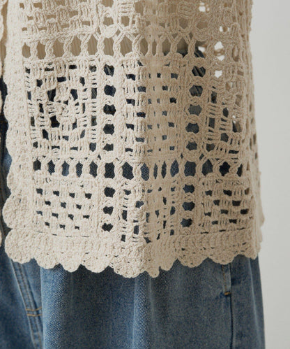 【PUAL CE CIN】鉤針編織針織背心