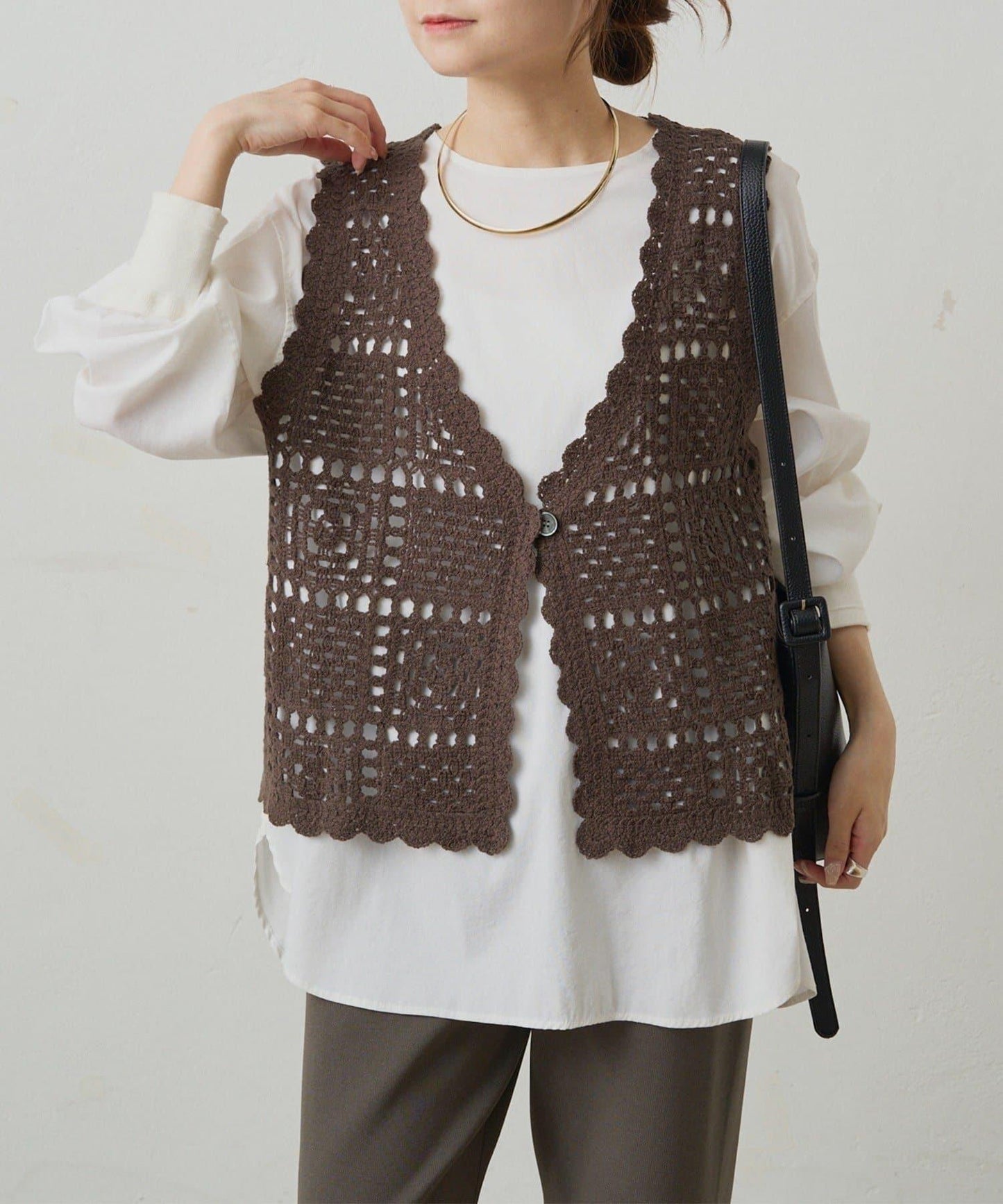 【PUAL CE CIN】鉤針編織針織背心