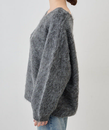 毛絨V領套頭衫