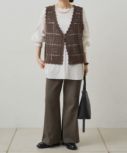 【PUAL CE CIN】鉤針編織針織背心