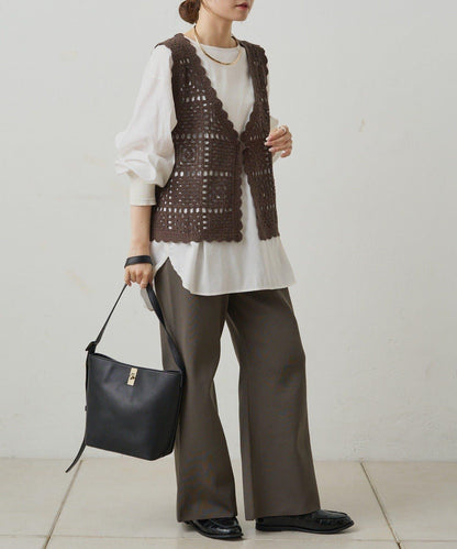 【PUAL CE CIN】鉤針編織針織背心