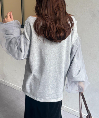 袖部網紗雙拉鍊衛衣