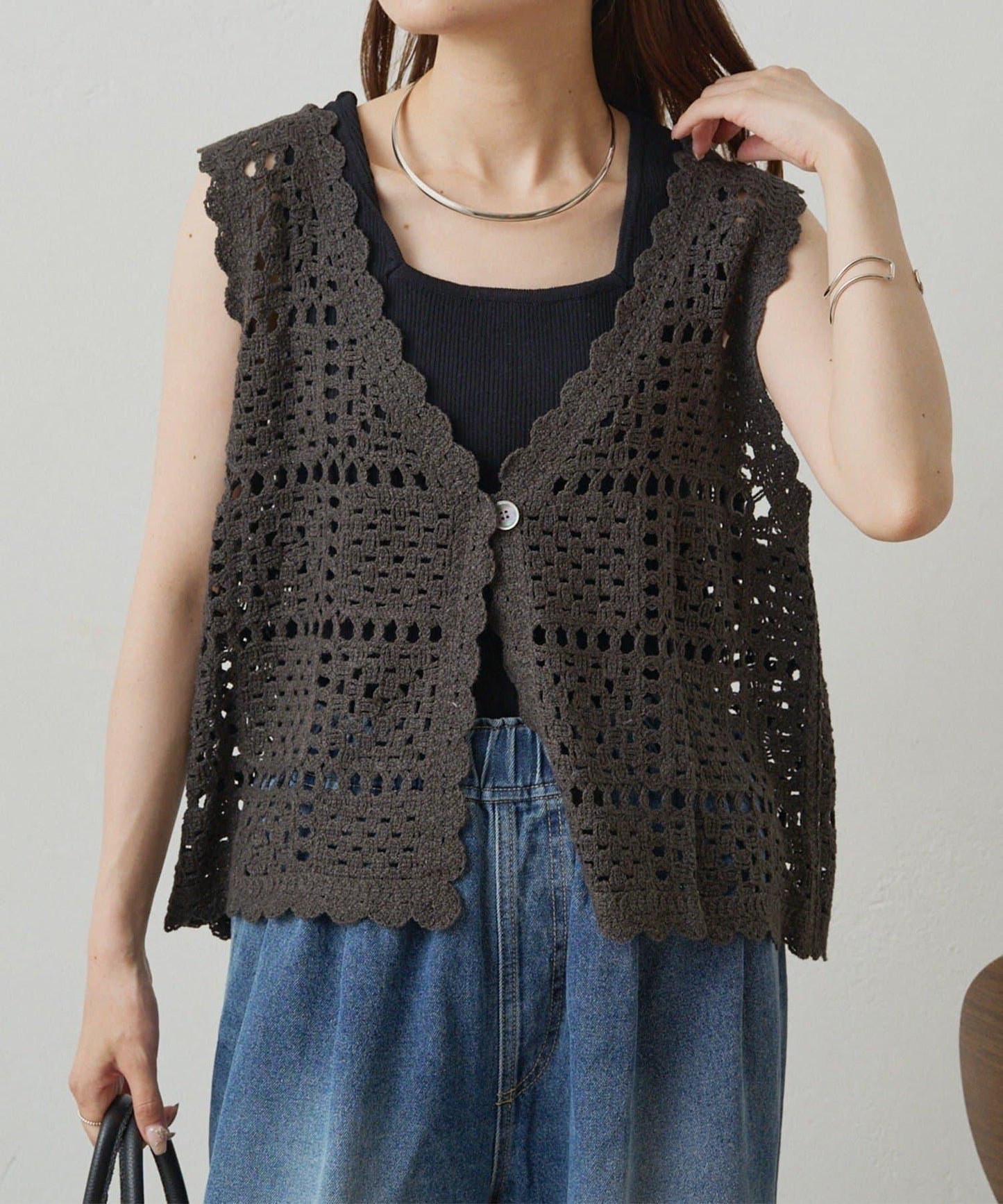 【PUAL CE CIN】鉤針編織針織背心