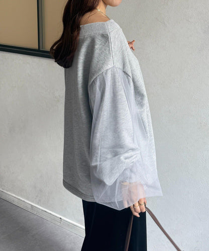 袖部網紗雙拉鍊衛衣