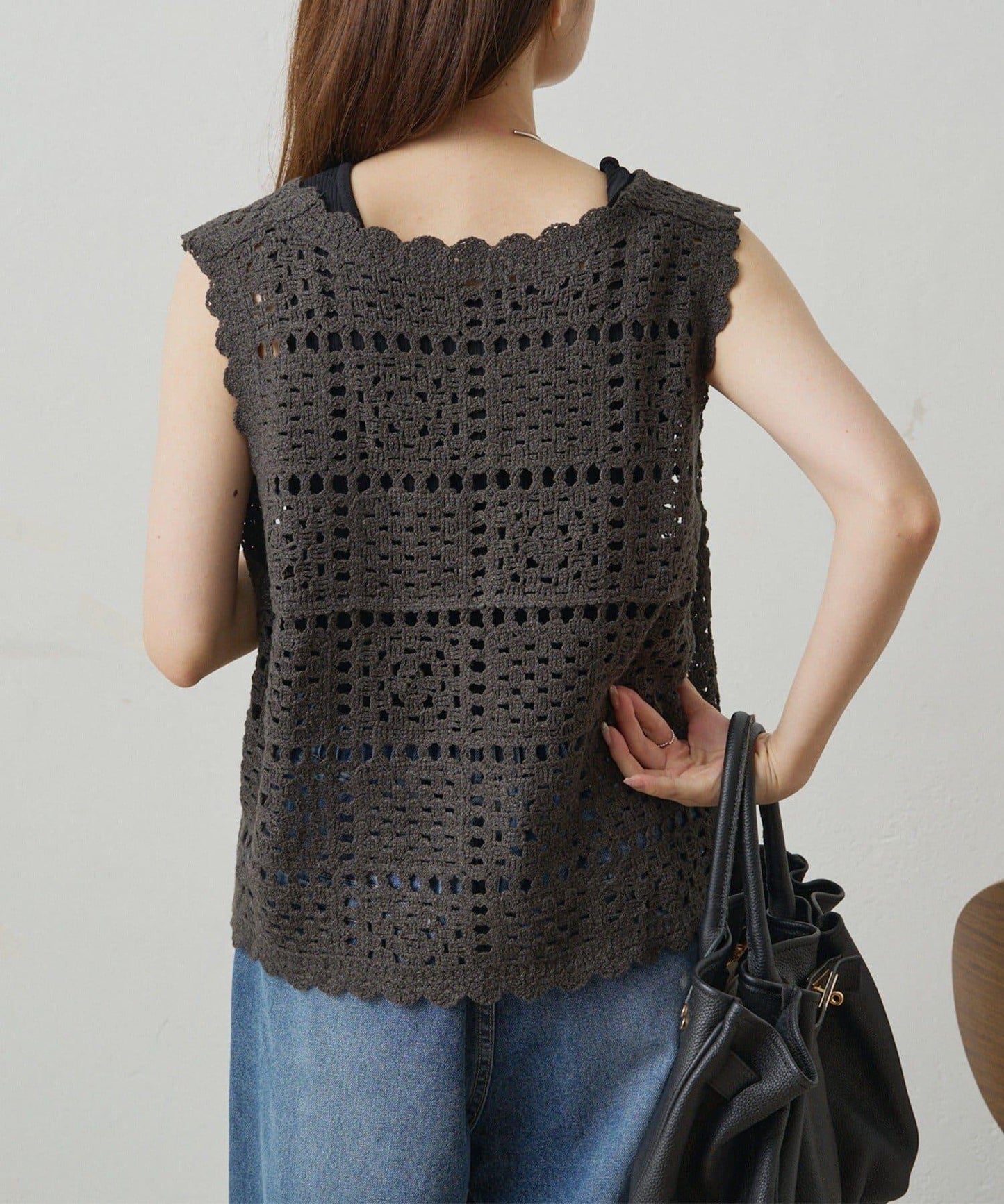 【PUAL CE CIN】鉤針編織針織背心