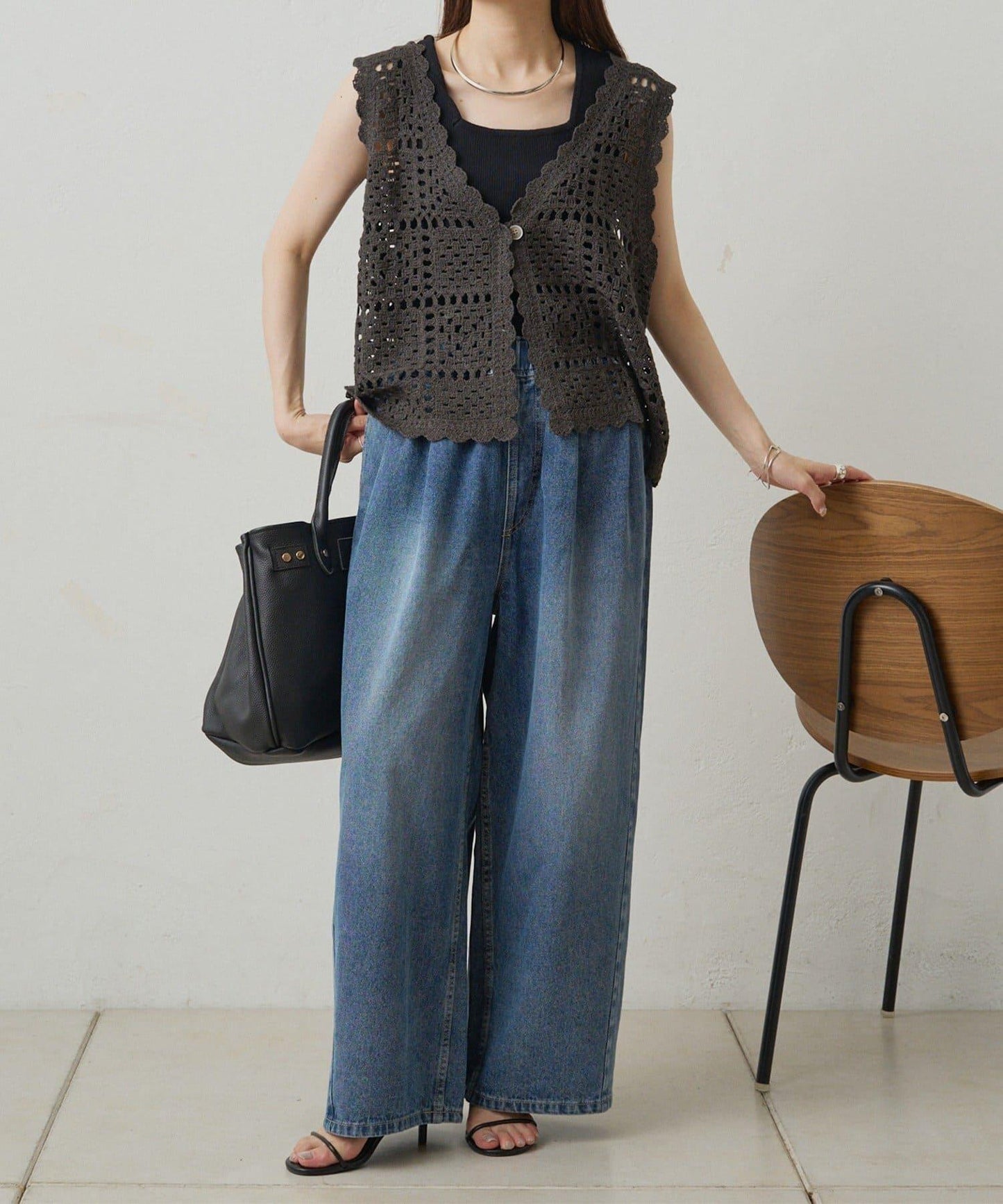 【PUAL CE CIN】鉤針編織針織背心