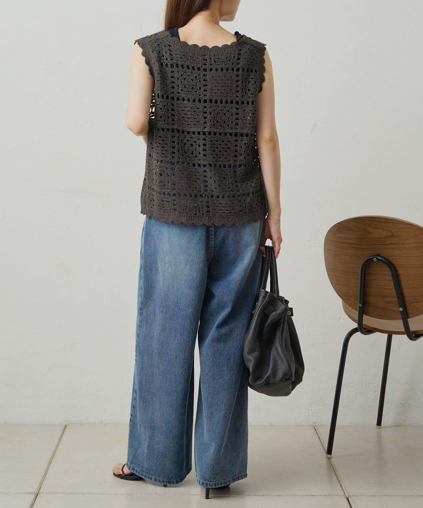 【PUAL CE CIN】鉤針編織針織背心