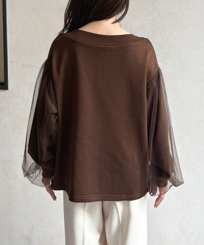 袖部網紗雙拉鍊衛衣